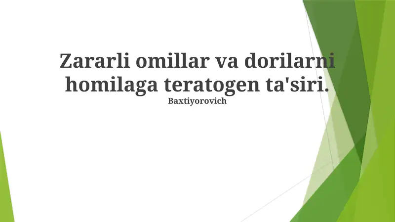 Teratogenlar: Tasnifi va Mexanizmlari