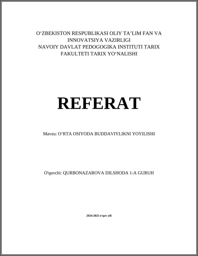 Buddizmning Hindistondan Oʻrta Osiyoga kirib kelishi