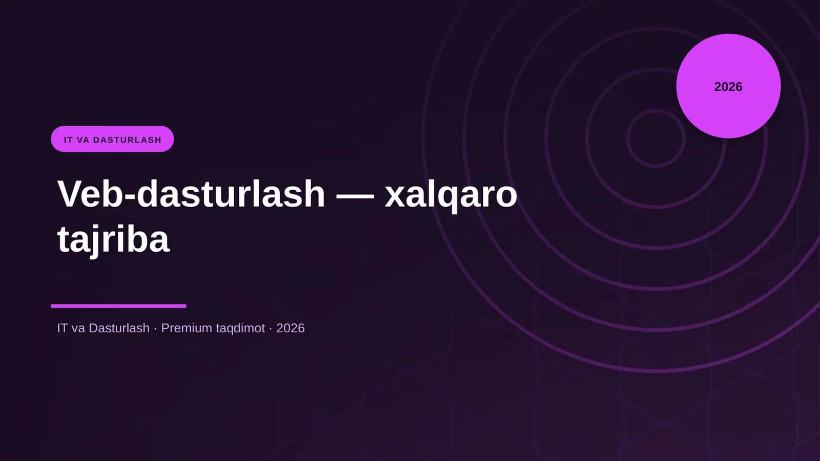 Veb-dasturlash — xalqaro tajriba