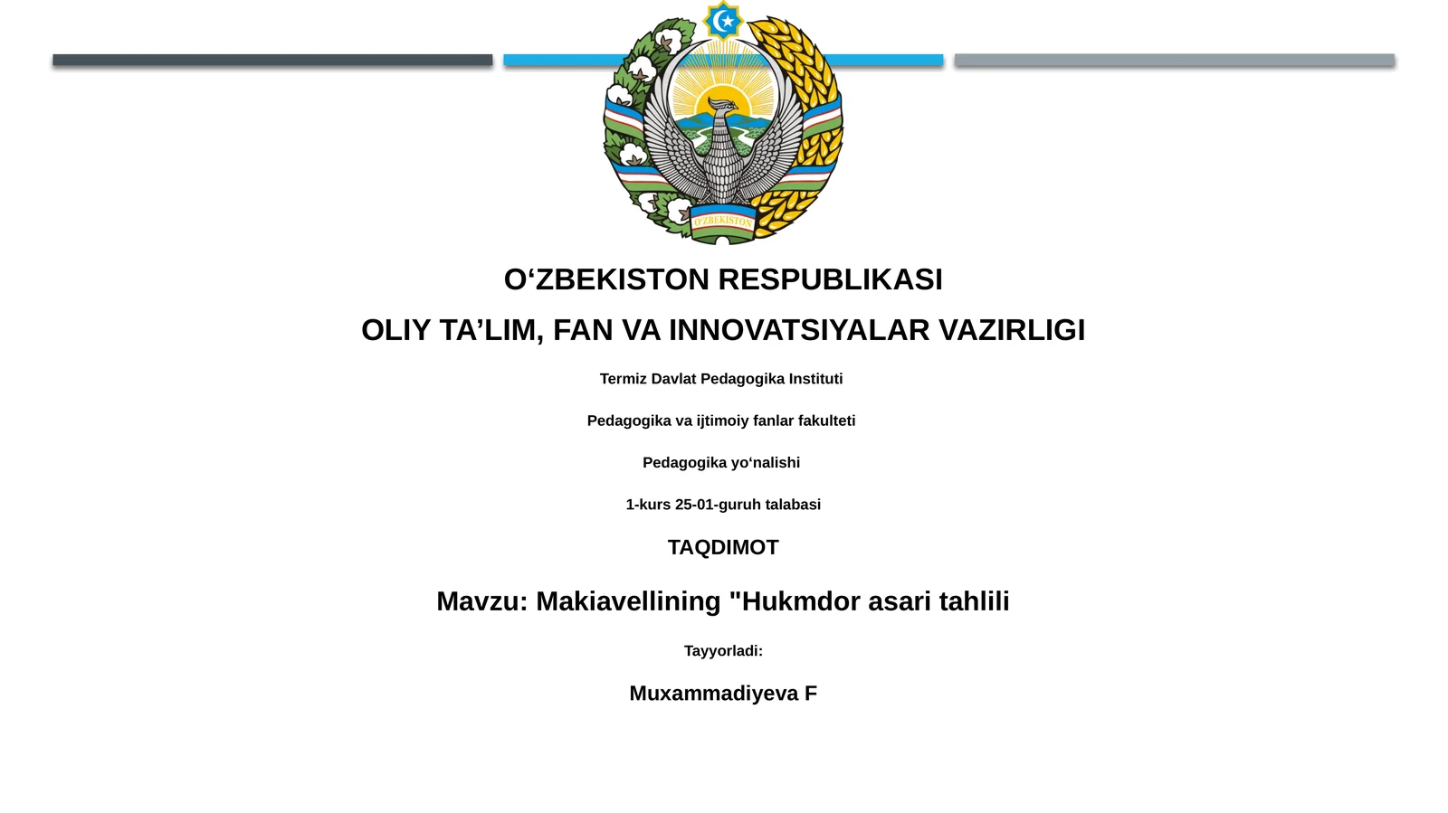 Makiavellining "Hukmdor asari tahlili