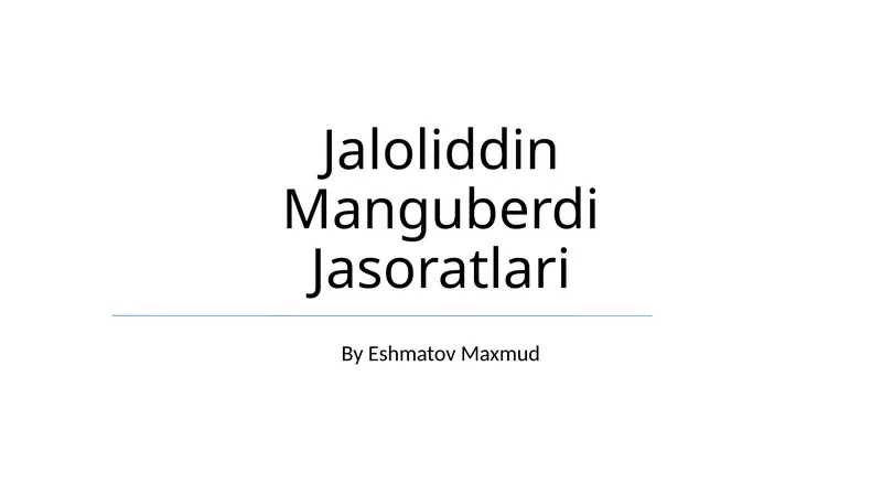 Jaloliddin Manguberdi Jasoratlari