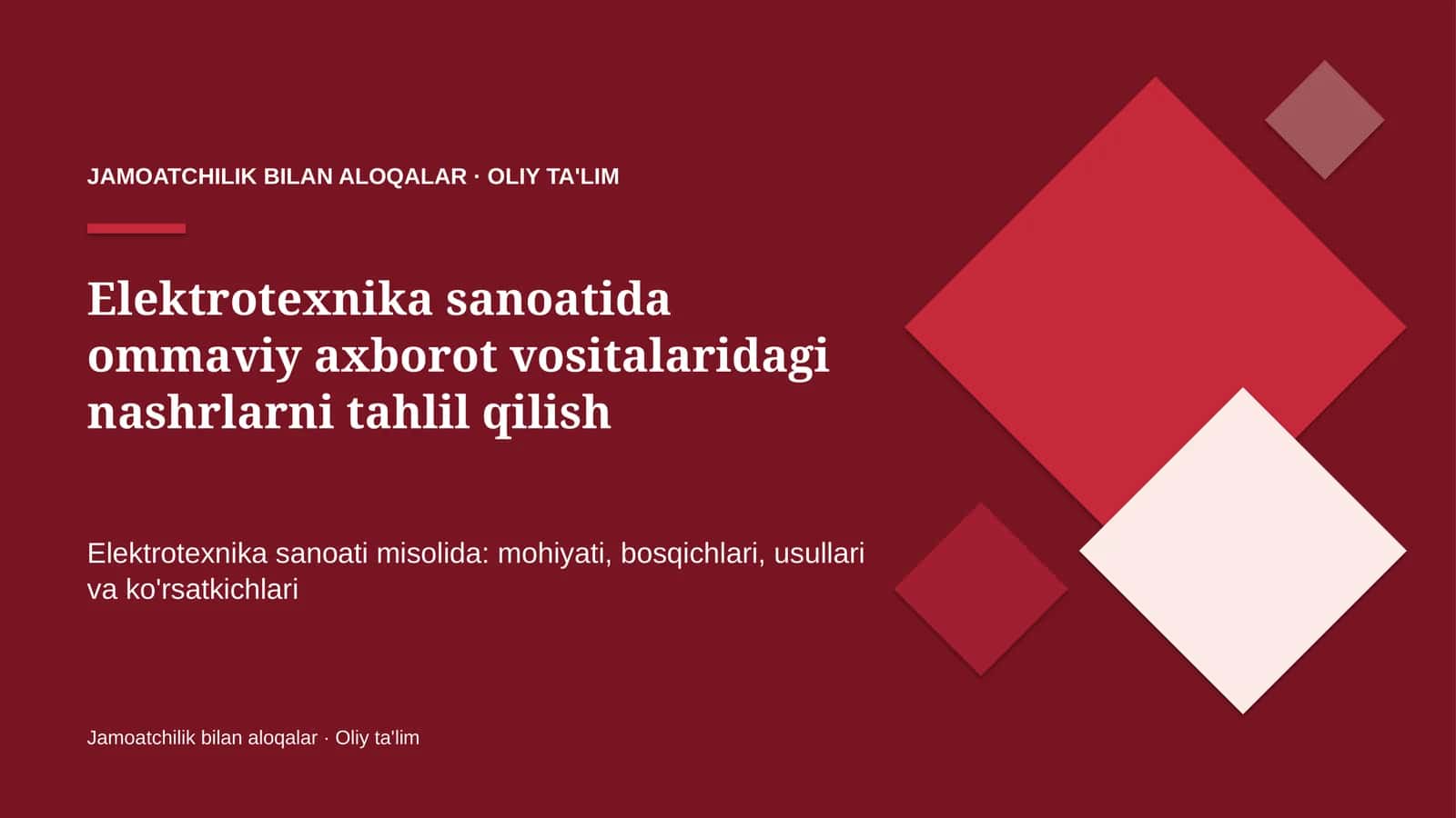 elektrotexnika sanoatida ommaviy axborot vositalaridagi nashrlarni tahlil qilish 6713