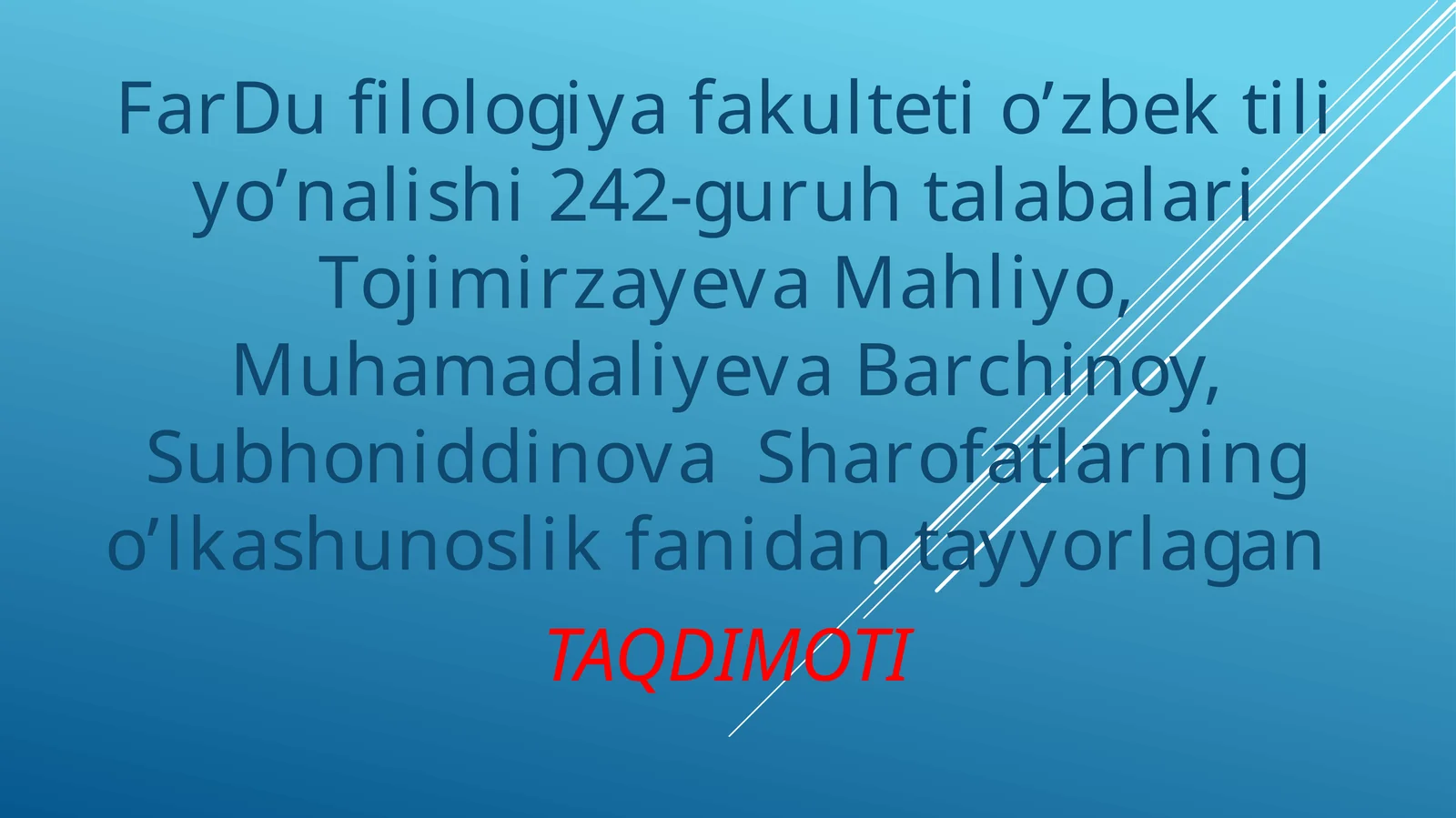 O'zbek tilida toponimika