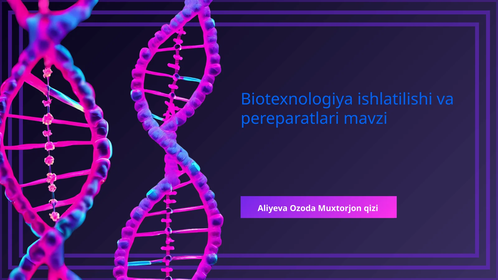 Biotexnologiya ishlatilishi va pereparatlari mavzi
