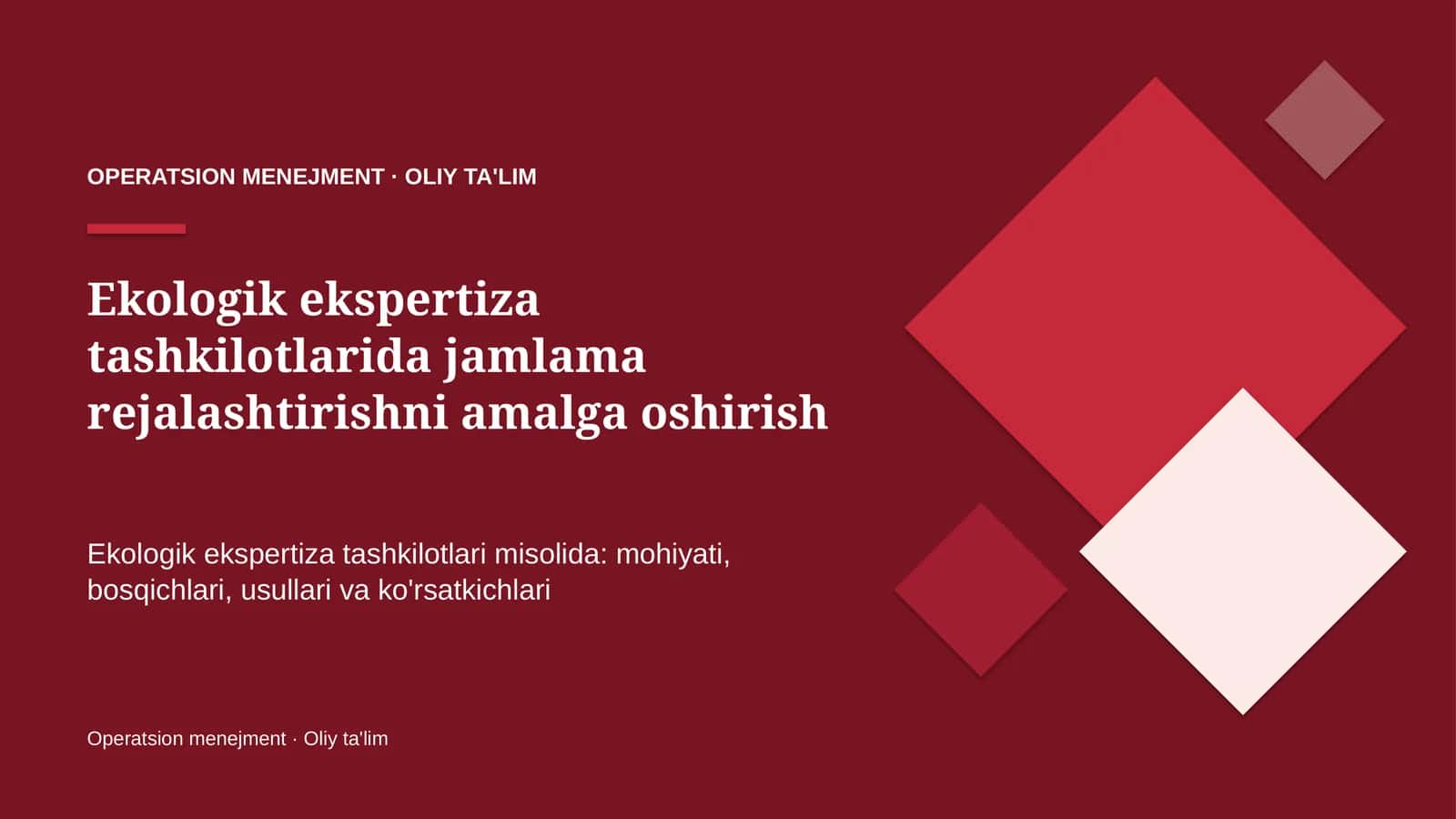 ekologik ekspertiza tashkilotlarida jamlama rejalashtirishni amalga oshirish 9846