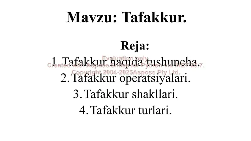 Tafakkur haqida tushunchalar