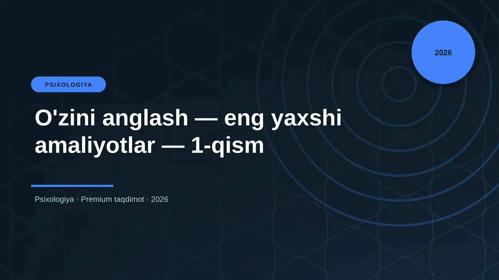 O'zini anglash — eng yaxshi amaliyotlar — 1-qism