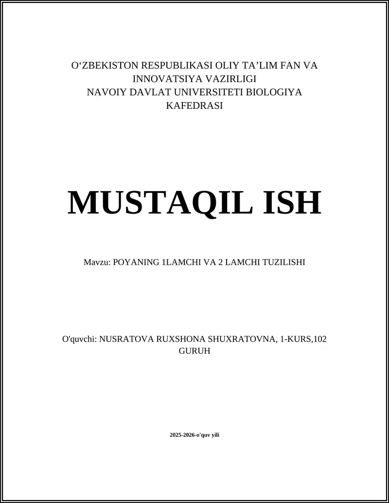 POYANING 1LAMCHI VA 2 LAMCHI TUZILISHI