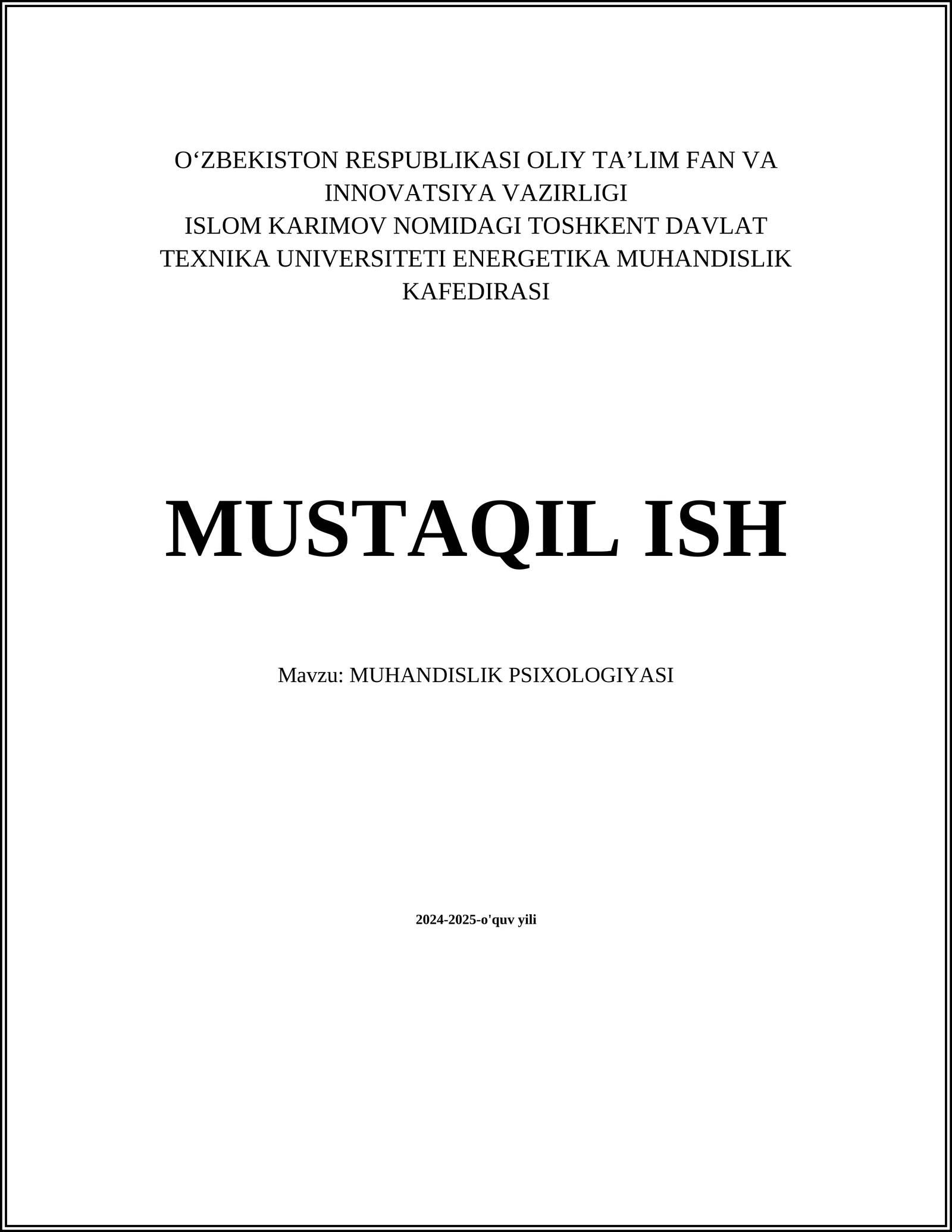 MUHANDISLIK PSIXOLOGIYASI