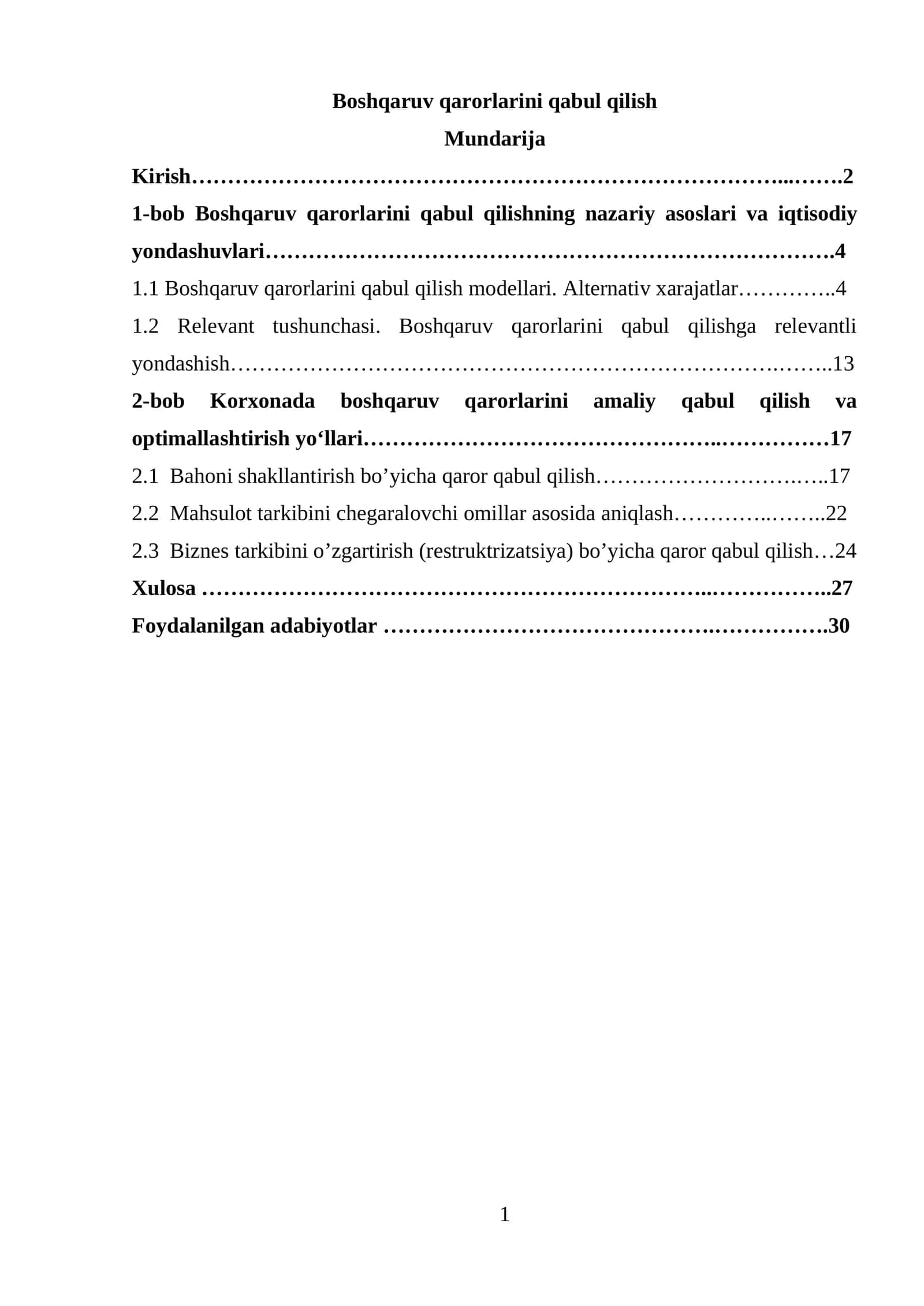 Boshqaruv qarorlarini qabul qilish