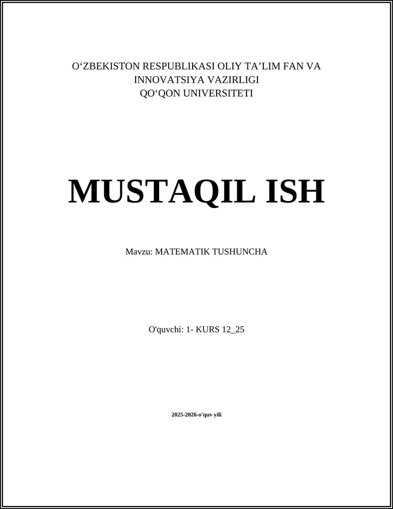MATEMATIK TUSHUNCHA