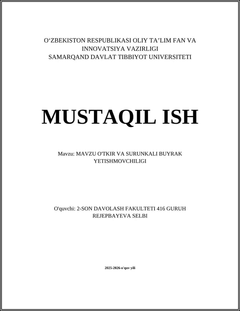 O‘TKIR BUYRAK YETISHMOVCHILIGINING PATOFIZIOLOGIYASI