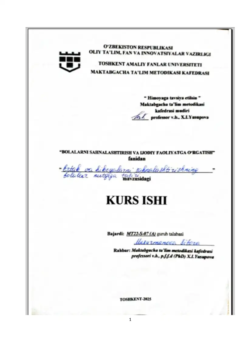 Ertak va hikoya sahnalashtirishning bolalar nutqiga ta'siri