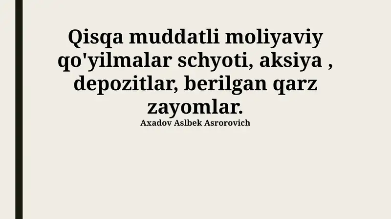 Qisqa muddatli moliyaviy investitsiyalar: Aktsiyalar