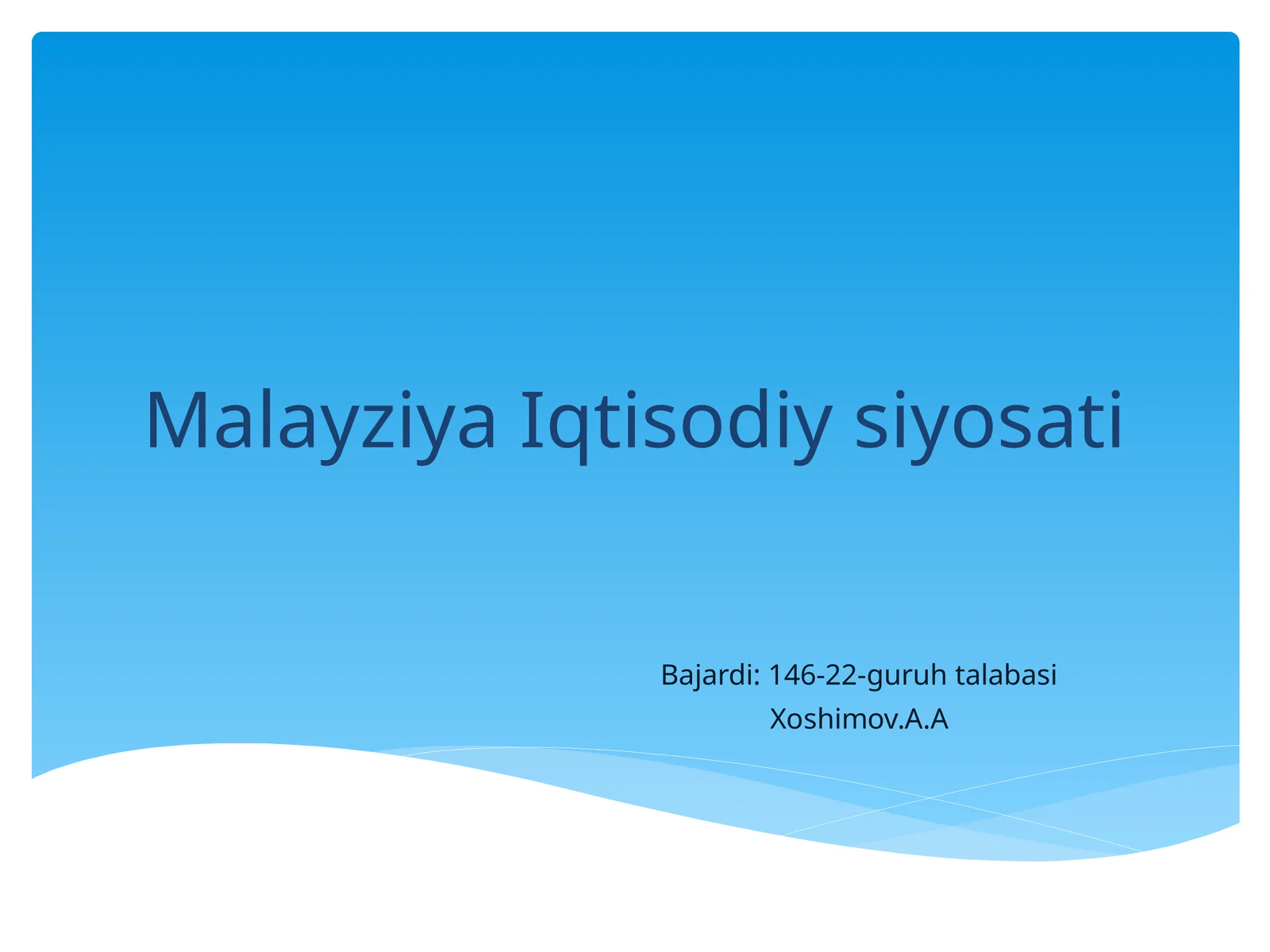 Malayziya Iqtisodiy Siyosati