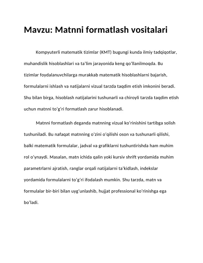 Matnni formatlash vositalari