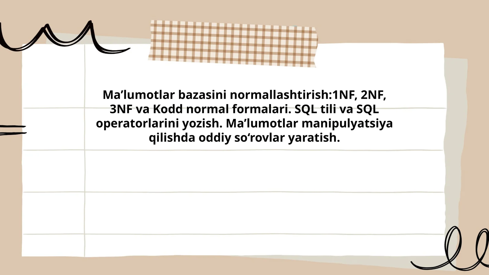 Ma’lumotlar bazasini normallashtirish