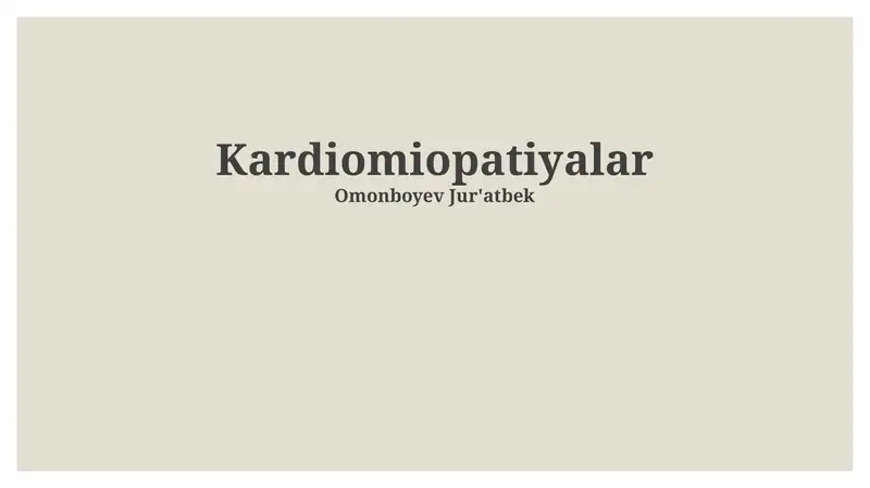 Kardiomiopatiyalar