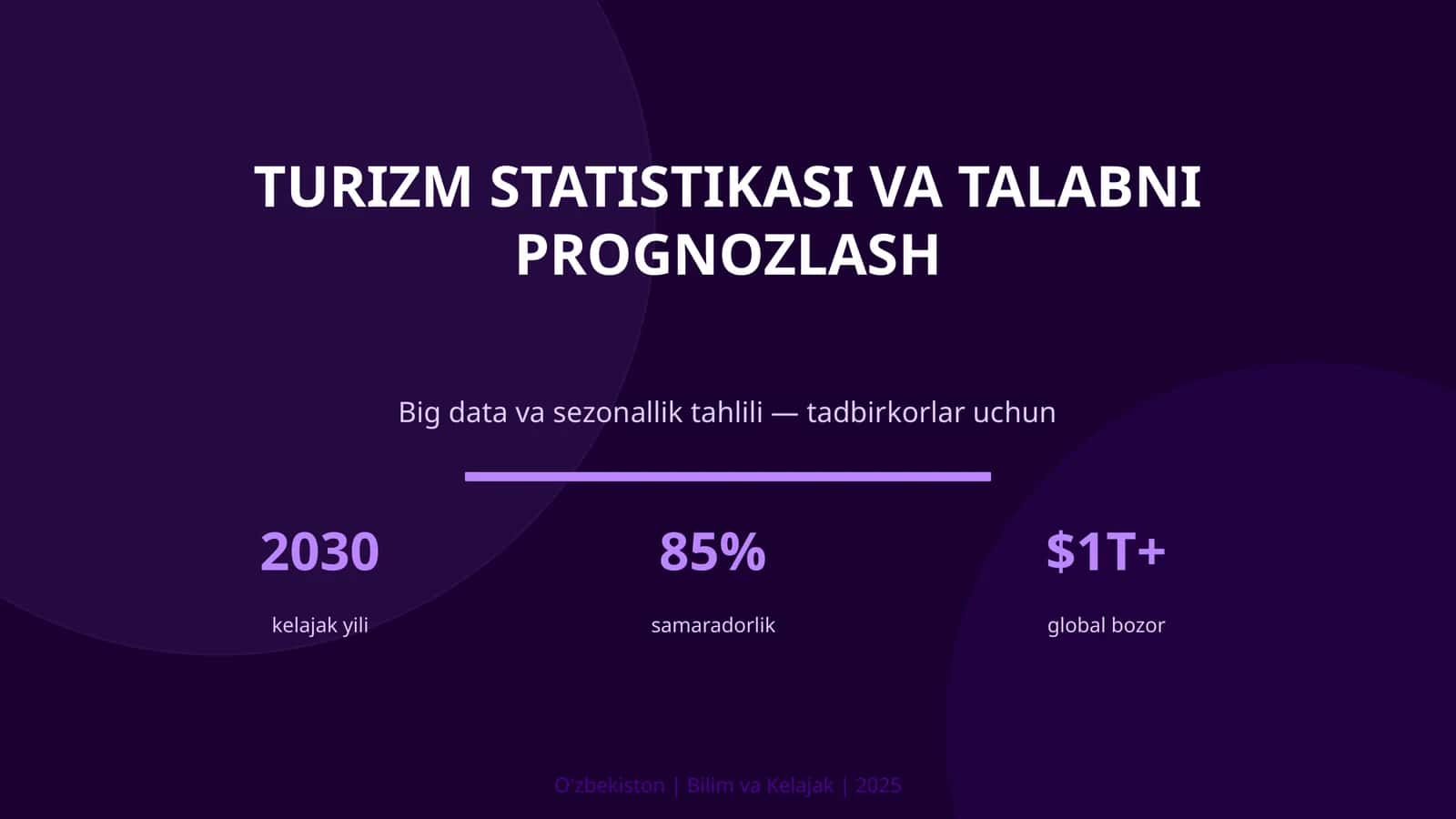 TURIZM STATISTIKASI VA TALABNI PROGNOZLASH