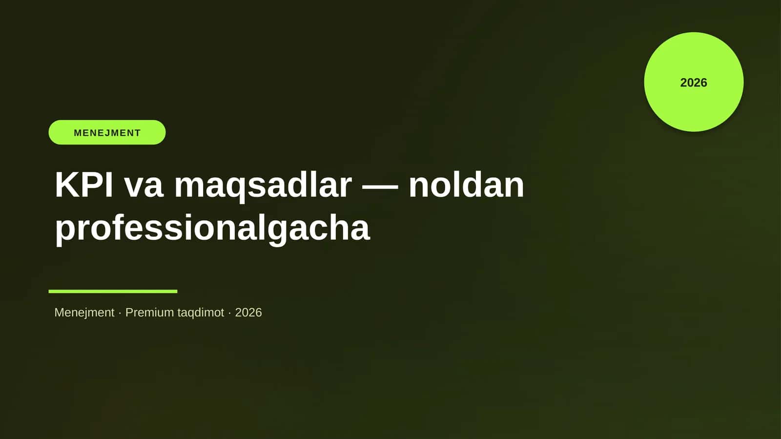 KPI va maqsadlar — noldan professionalgacha