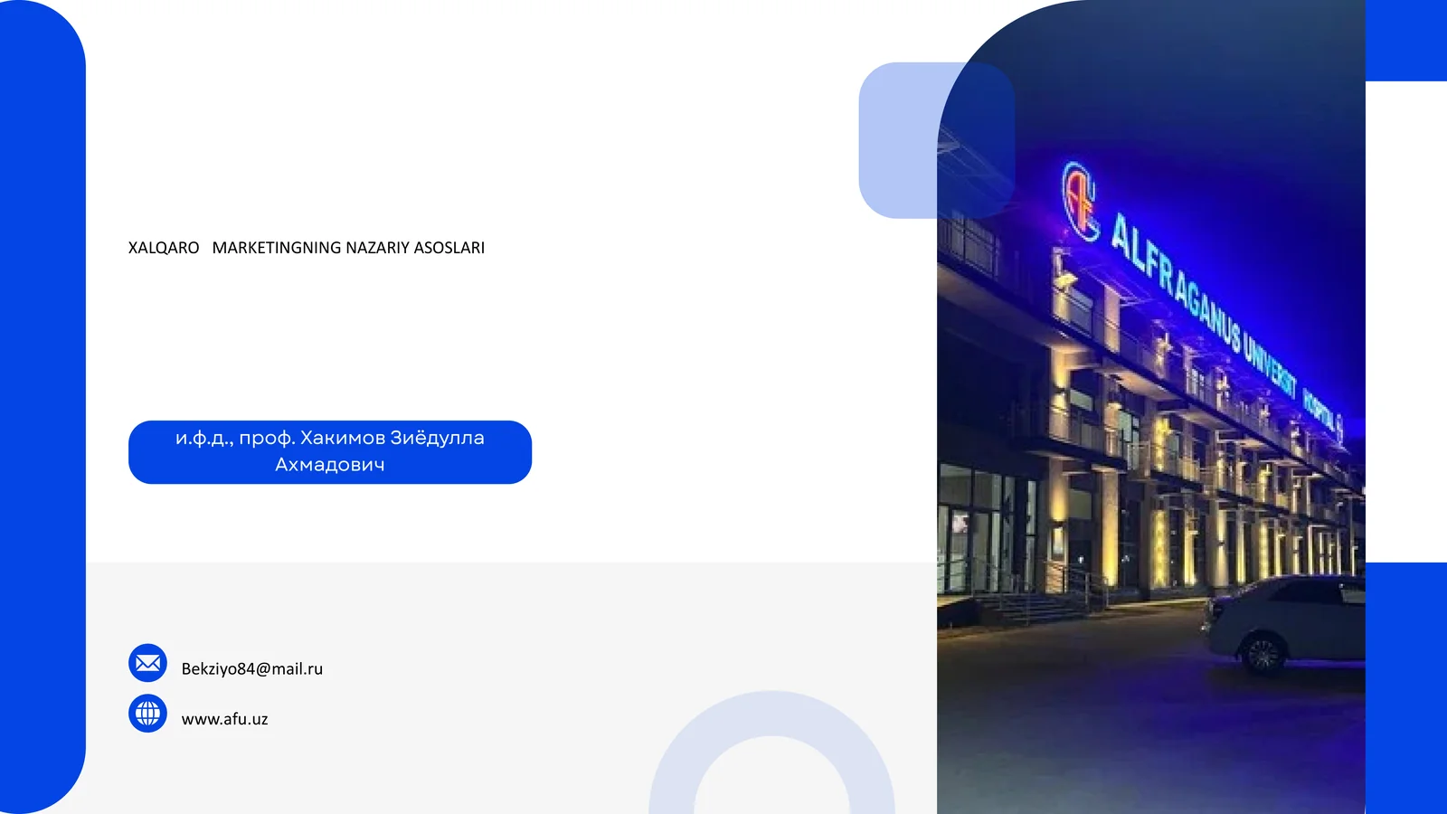Xalqaro MARKETINGNING NAZARIY ASOSLARI