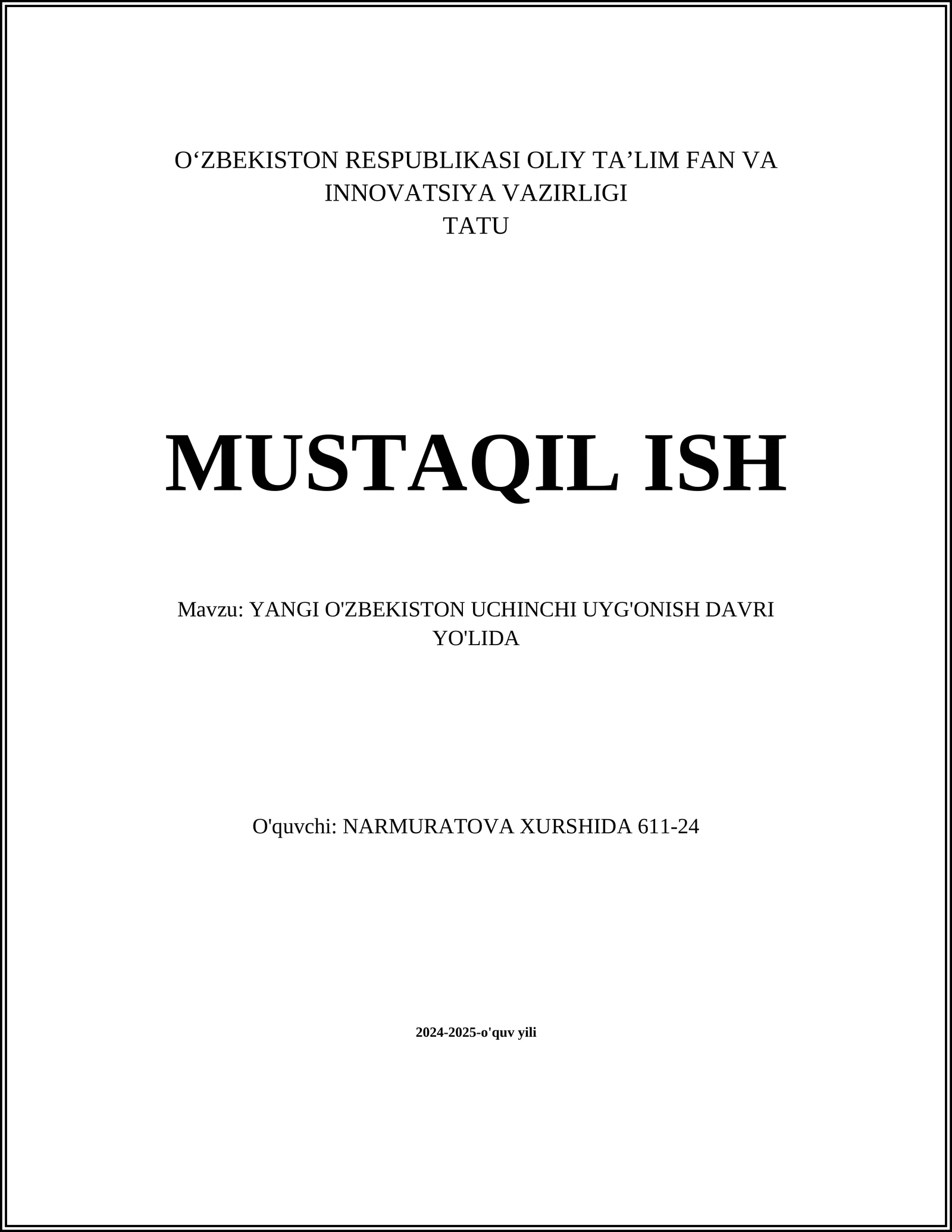 Yangi O'zbekiston falsafasi