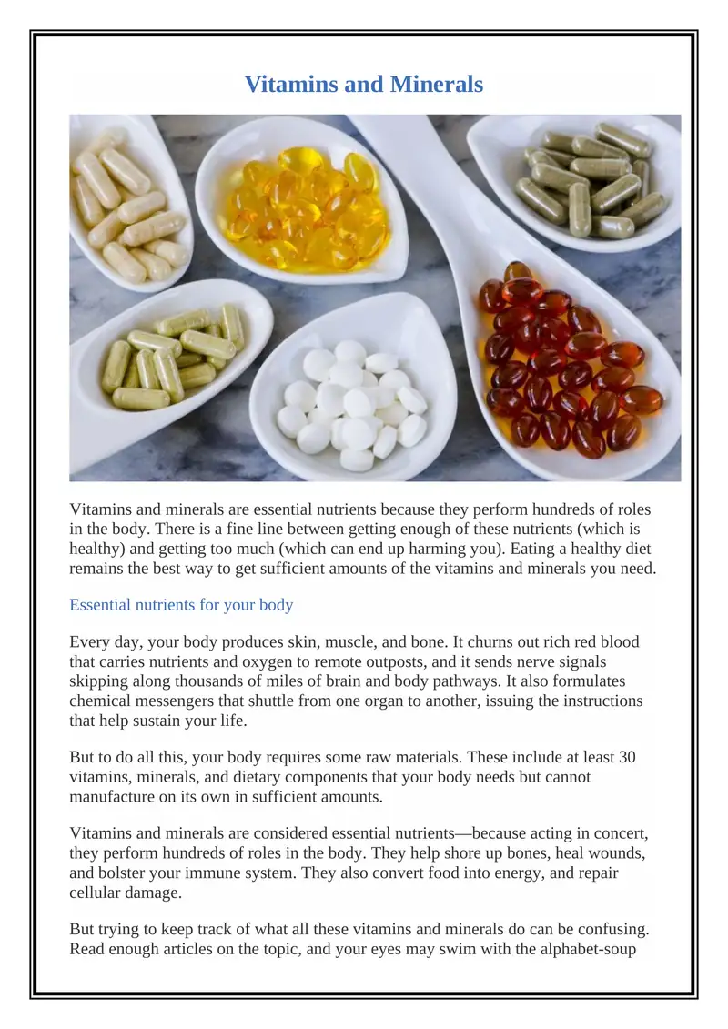 Vitamins and Minerals