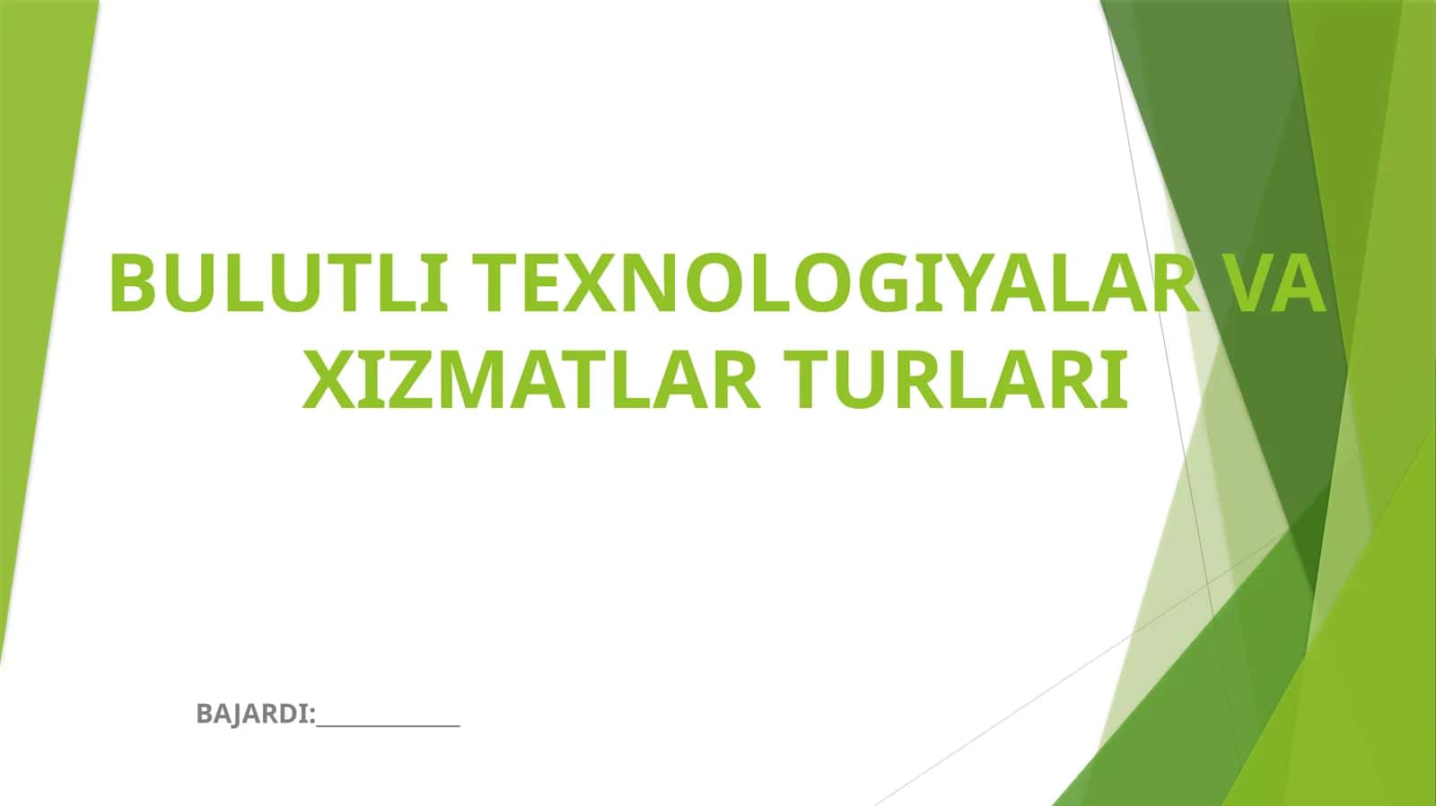 Bulutli texnologiyalar va xizmatlar turatlari