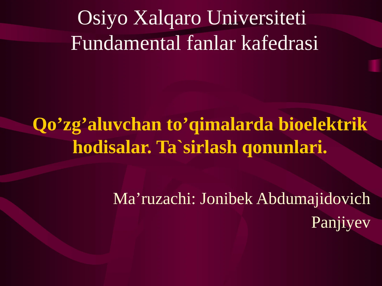 Qo’zg’aluvchan to’qimalarda bioelektrik hodisalar. Ta`sirlash qonunlari