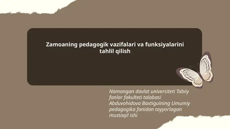 Umumiy pedagogika fanidan tayyorlagan mustaqil ish