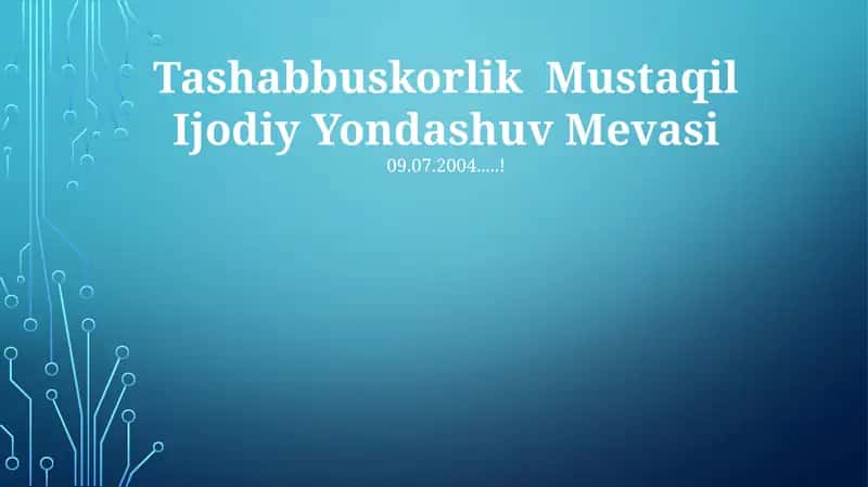 Tashabbuskorlik Mustaqil Ijodiy Yondashuv Mevasi