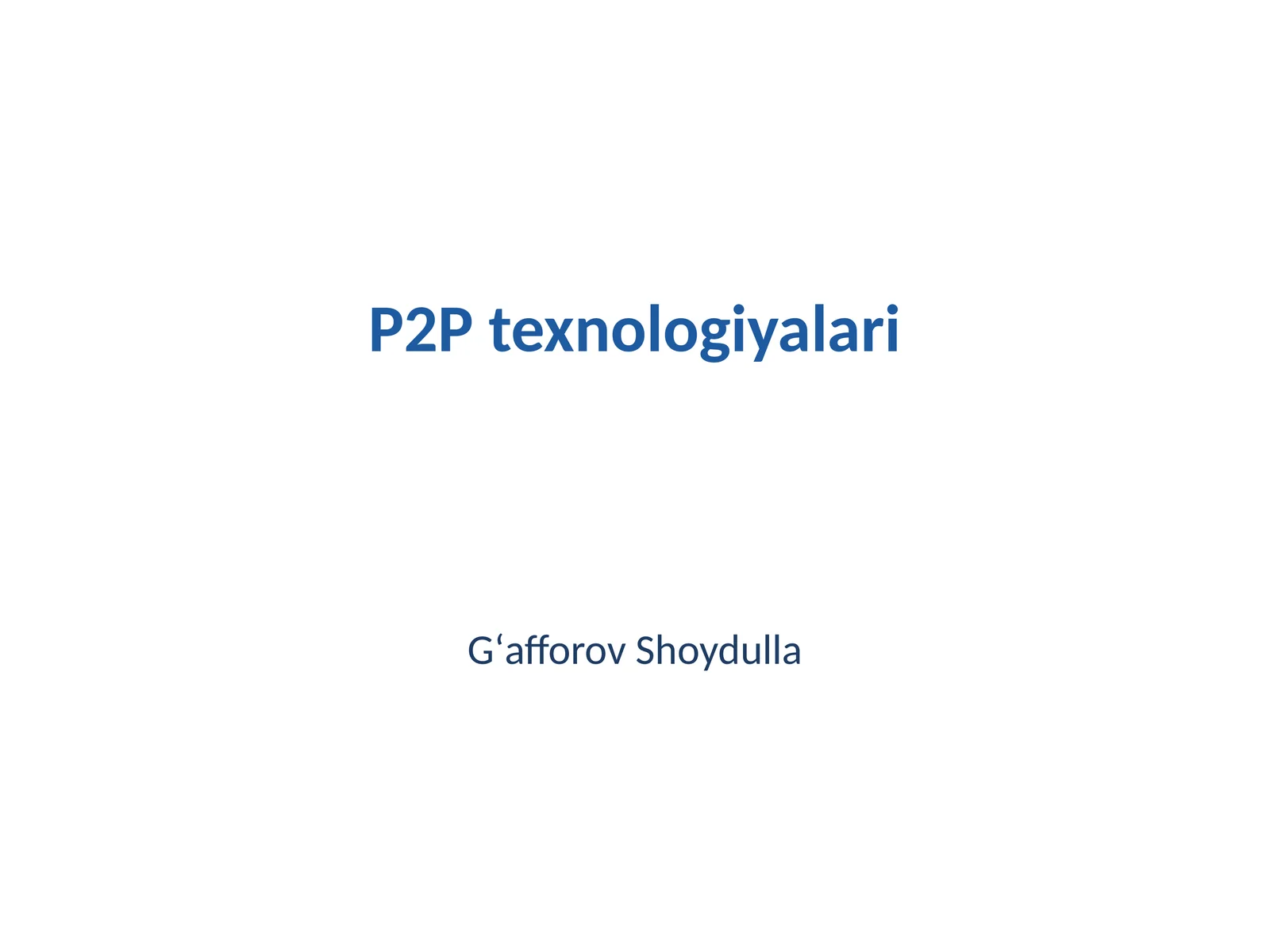P2P texnologiyalari