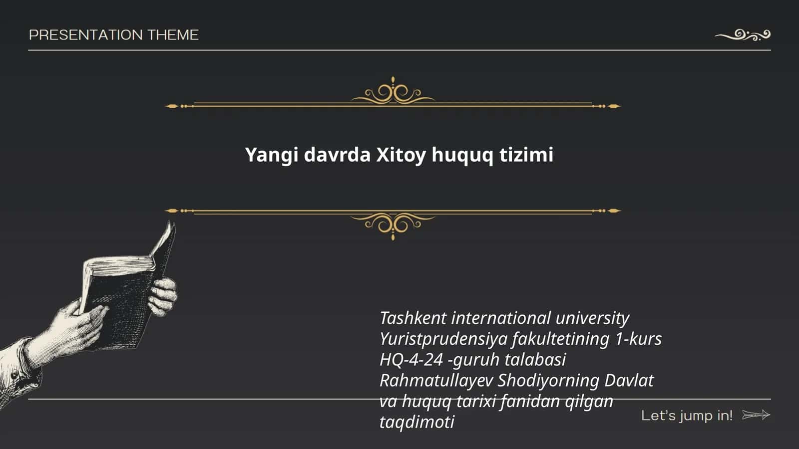 Rahmatullayev Shodiyorning Davlat va huquq tarixi fanidan taqdimoti