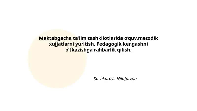Maktabgacha ta’lim tashkilotlarida o’quv,metodik xujjatlarni yuritish