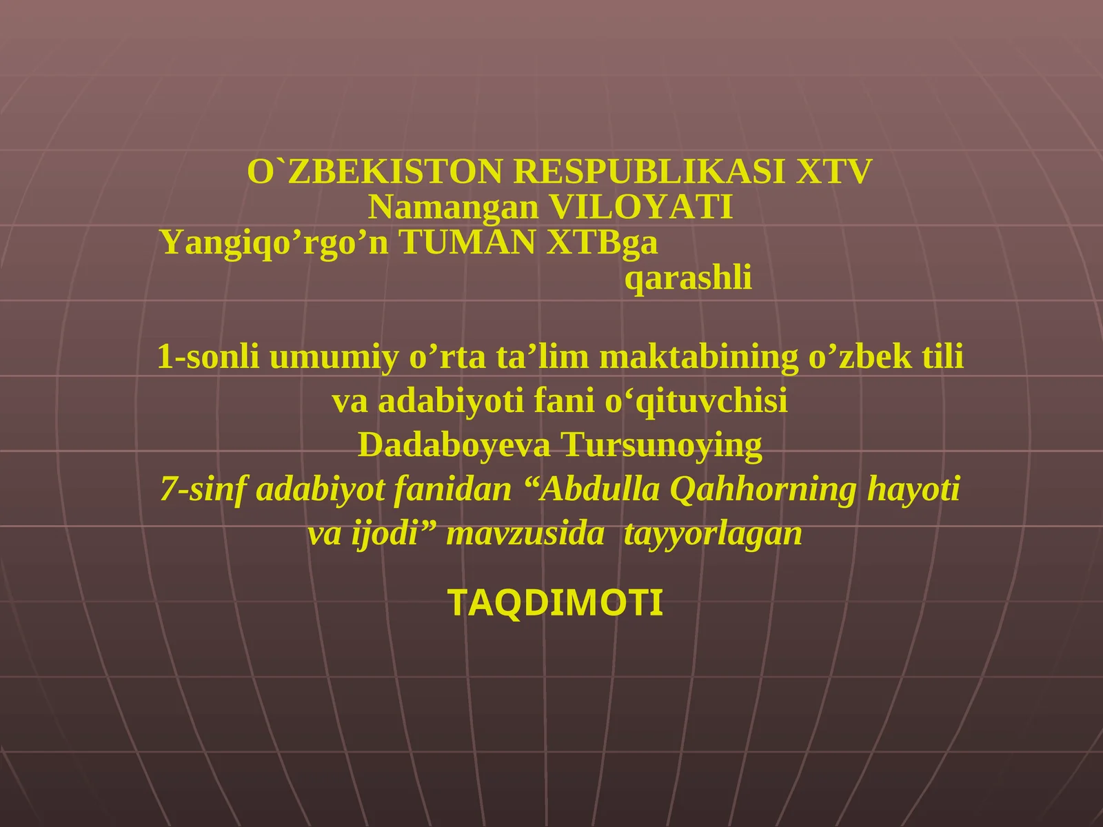 Abdulla Qahhorning hayoti va ijodi