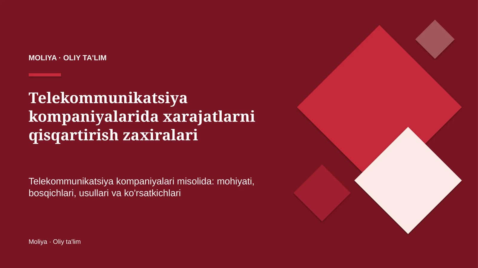 telekommunikatsiya kompaniyalarida xarajatlarni qisqartirish zaxiralari 2244