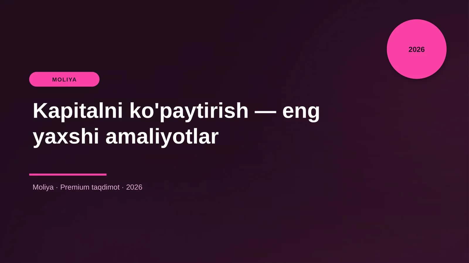 Kapitalni ko'paytirish — eng yaxshi amaliyotlar