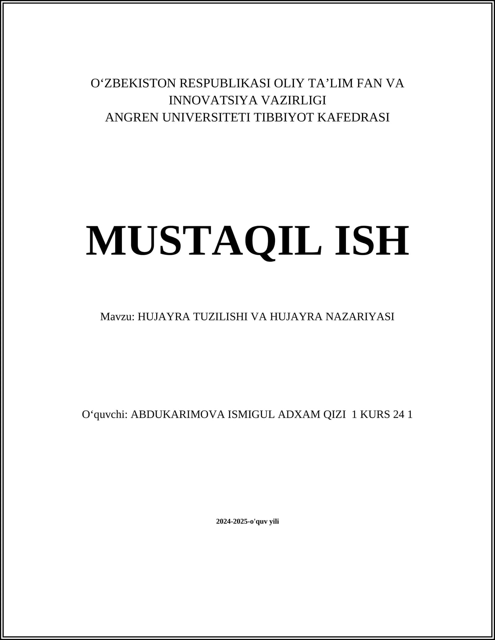 Hujayra tuzilishi va hujayra nazariyasi