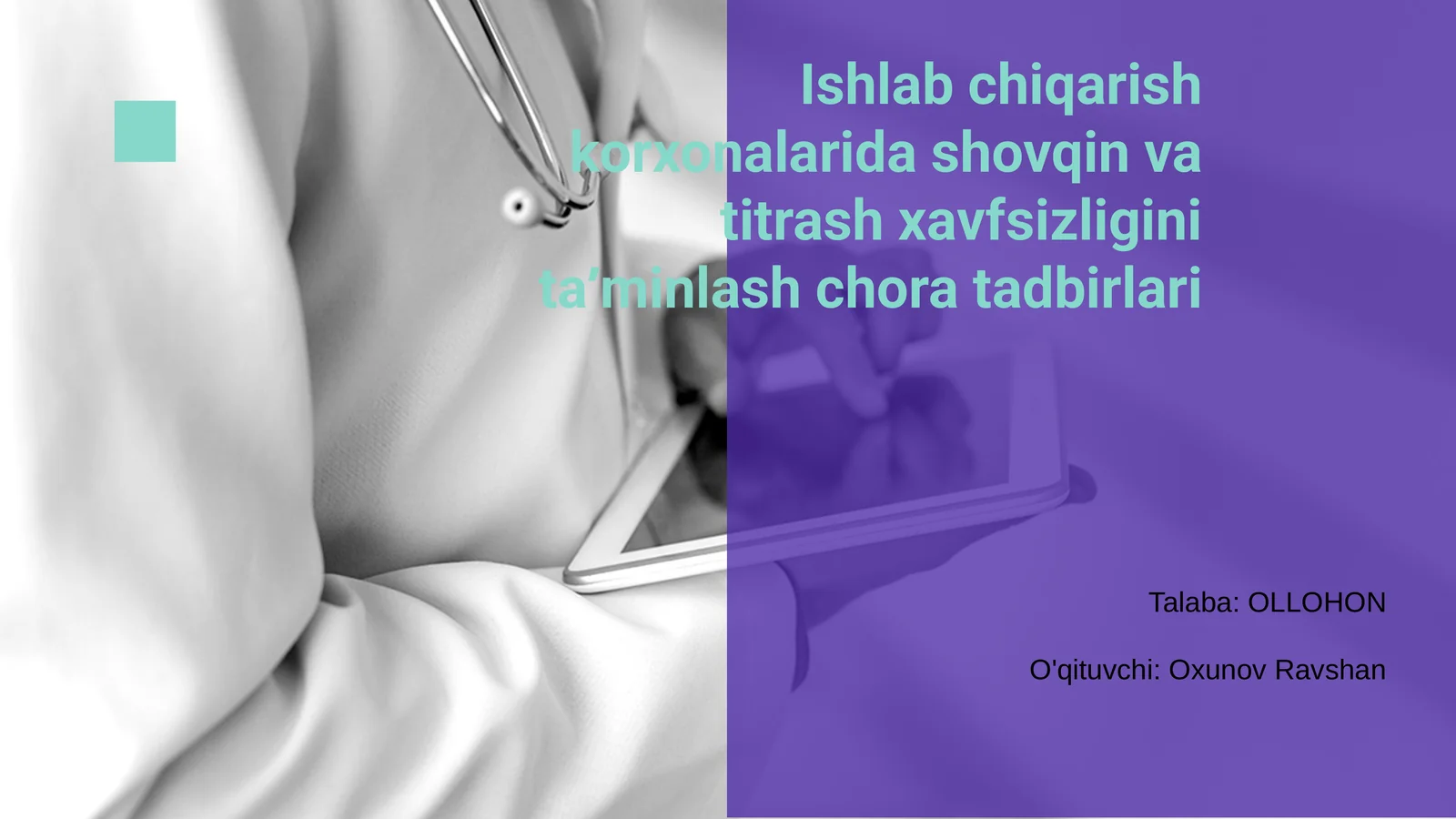 Shovqin va titrash xavfsizligini taʼminlash chora tadbirlari