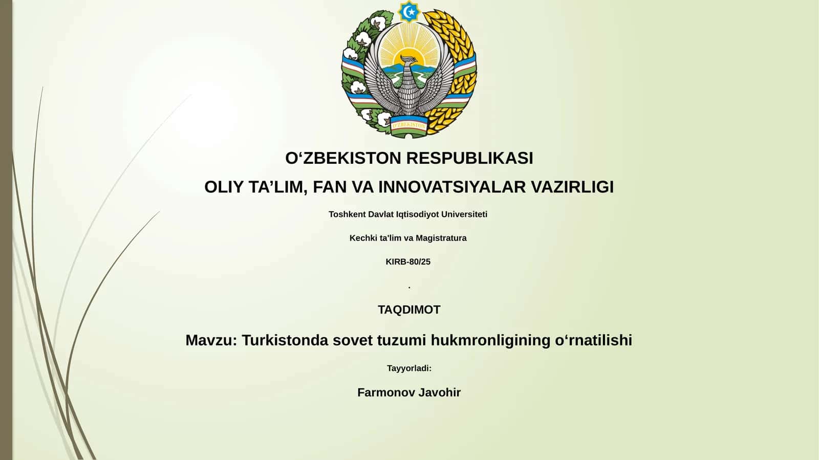 Turkistonda sovet tuzumi hukmronligining o‘rnatilishi