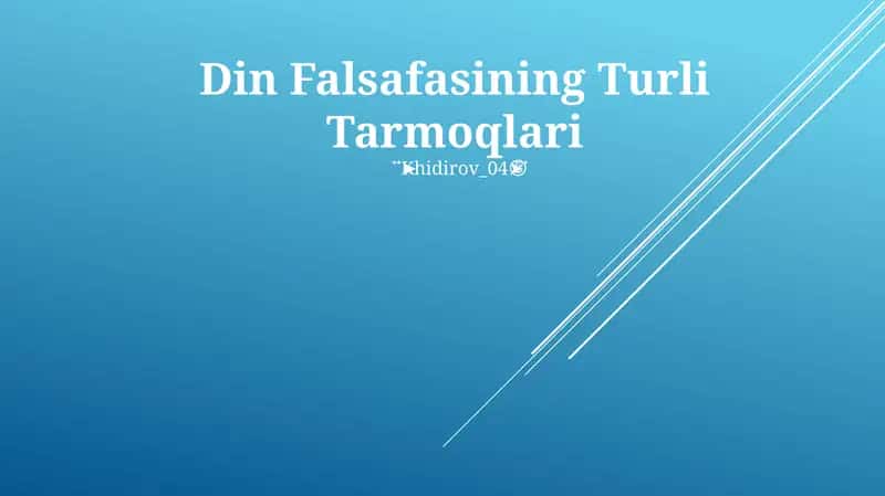 Din Falsafasining Turli Tarmoqlari