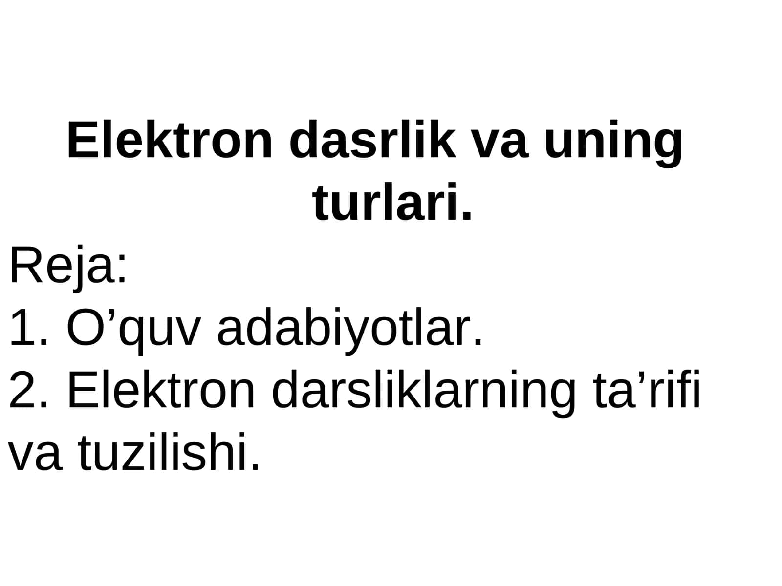 Elektron darslik va uning turlari
