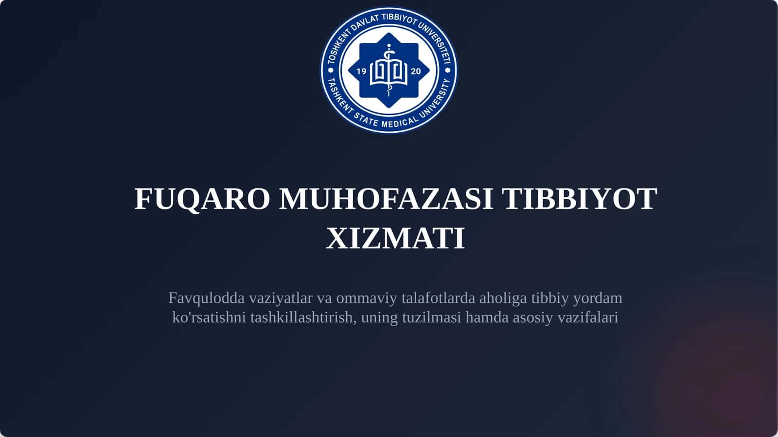 FUQARO MUHOFAZASI TIBBIYOT XIZMATI