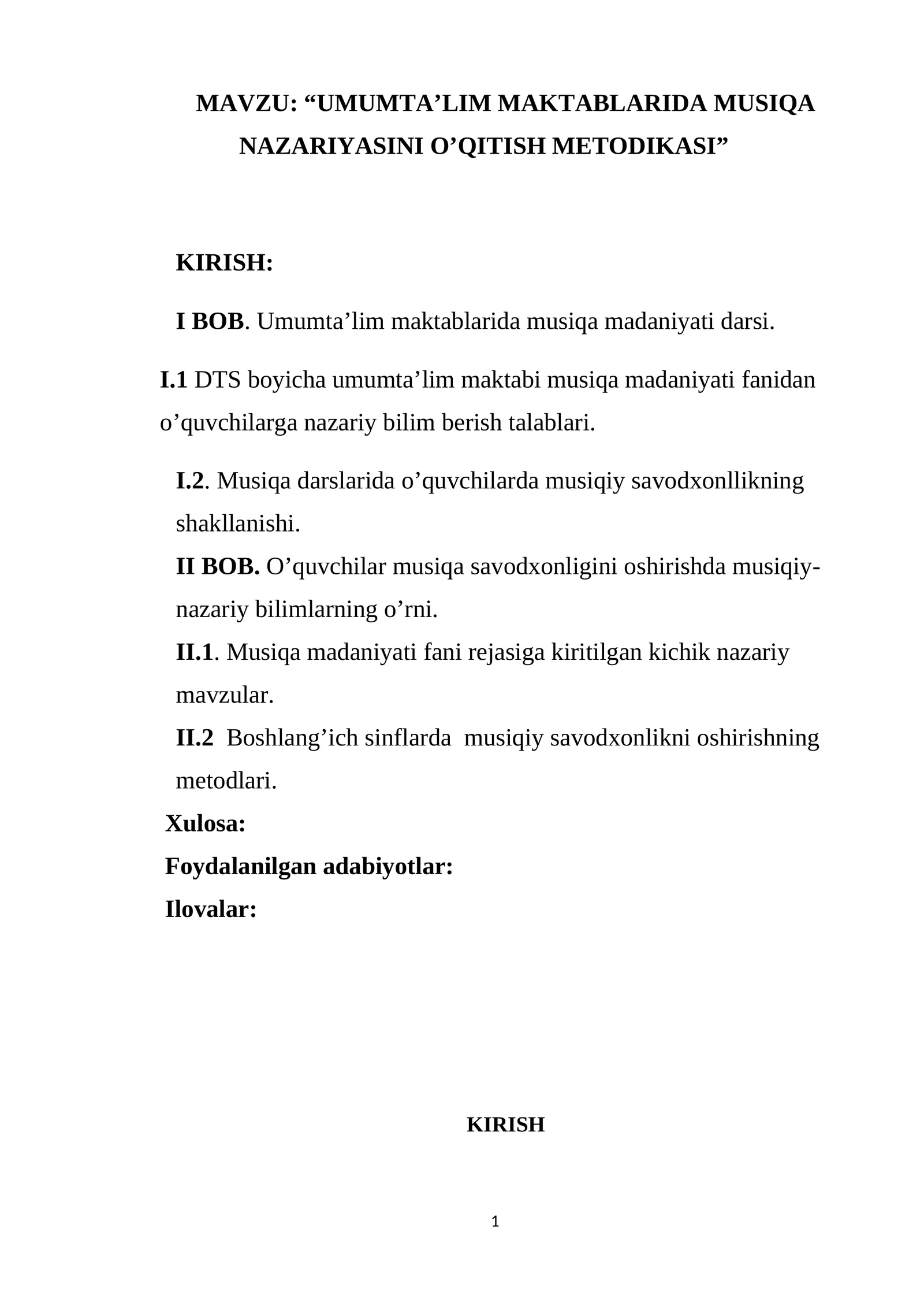 UMUMLTA’LIM MAKTABLARIDA MUSIQA NAZARIYASINI O’QITISH METODIKASI