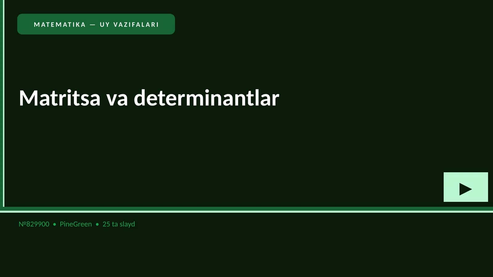 MATEMATIKA — UY VAZIFALARI
