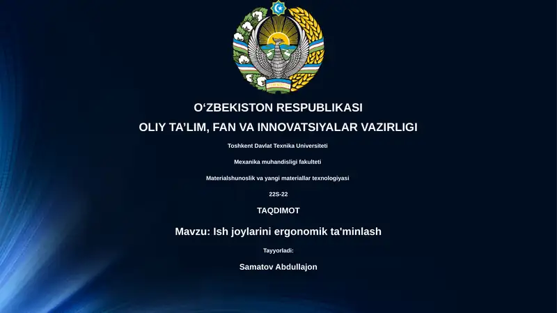Ish joylarini ergonomik ta'minlash