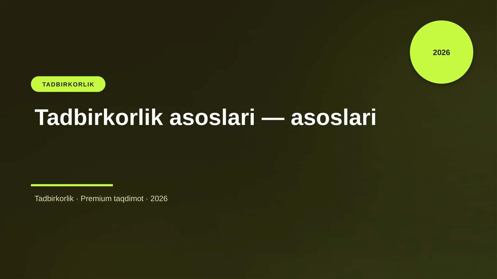 Tadbirkorlik asoslari - asoslari