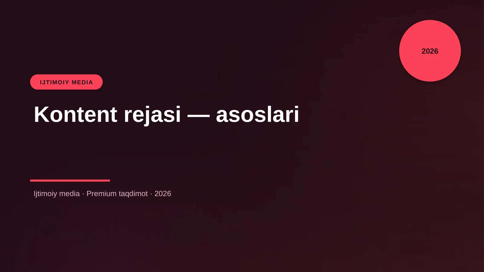 Kontent rejasi — asoslari