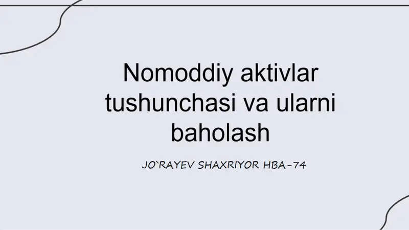 Nomoddiy Aktivlar hisobi