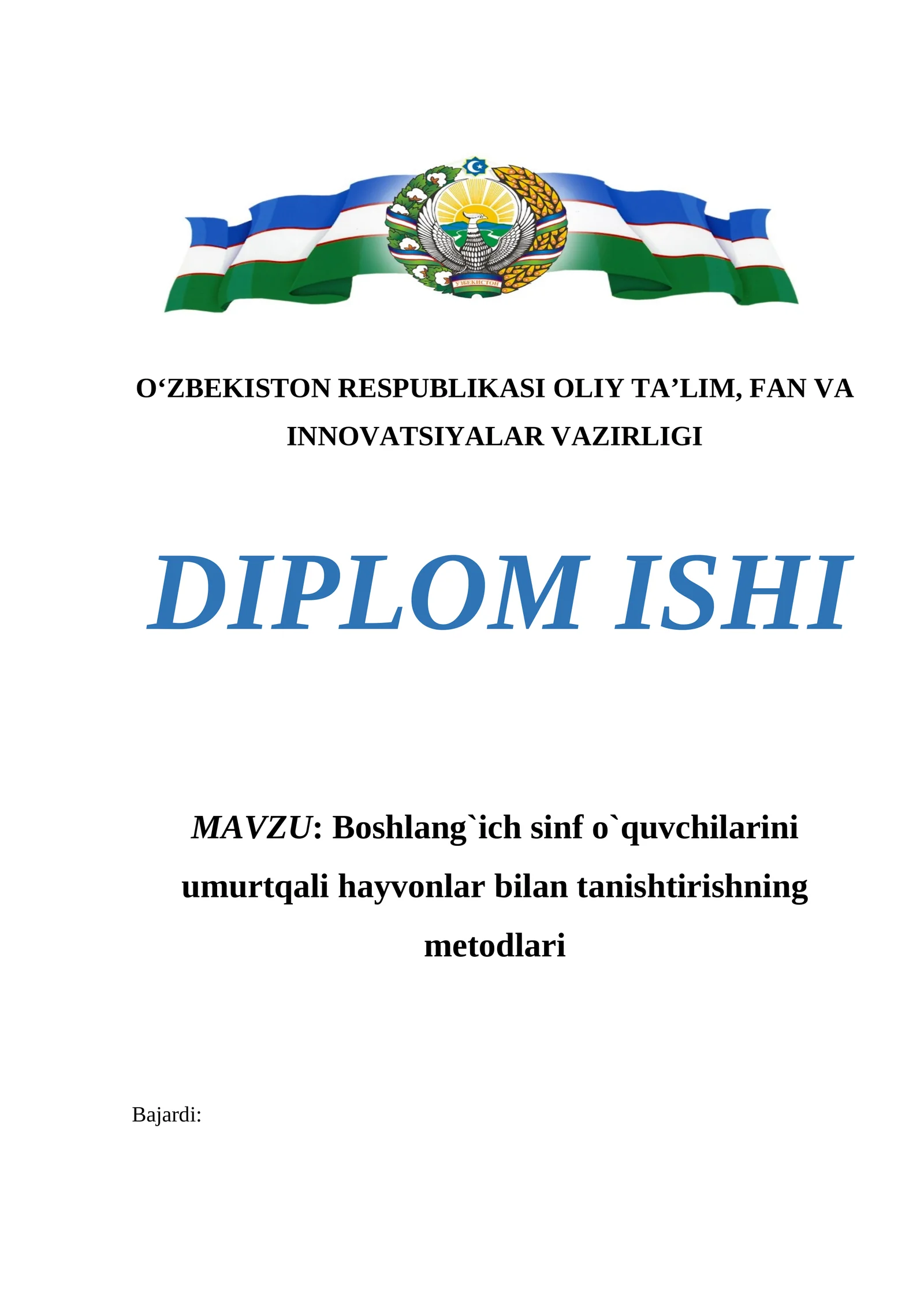 Boshlang`ich sinf o`quvchilarini umurtqali hayvonlar bilan tanishtirishning metodlari